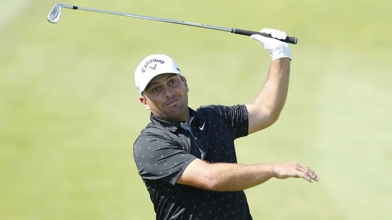 ROME, ITALY - SEPTEMBER 05: Francesco Molinari of Italy plays their second shot on the 1st hole during Day Four of The Italian Open at Marco Simone Golf Club on September 05, 2021 in Rome, Italy.