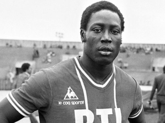 PARIS, FRANCE - JULY 26: Jean-Pierre Adams, french footballer, photography on July 26, 1977 in Paris on the grounds of Paris St. Germain. Adams, 22 caps for France A, between 1972 and 1976, is not on 10 March 1948 to Dakar. On the occasion of a mild knee operation, Jean-Pierre Adams falls into a long and deep coma on March 17, 1982 due to an error of anesthesia. This long coma is still ongoing in 2010. AFP PHOTO / AFP