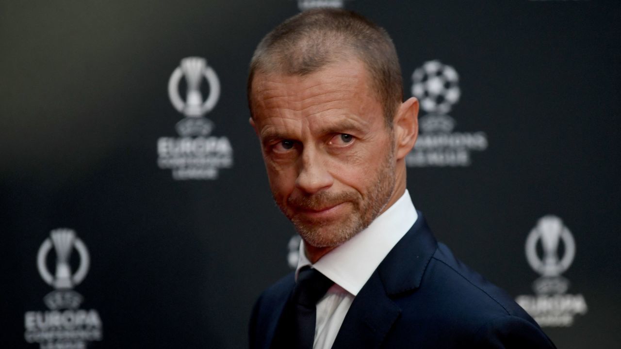 UEFA President Aleksander Ceferin arrives to attend the draw for the UEFA Champions League football tournament in Istanbul on August 26, 2021.