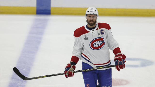 TAMPA, FL - JUNE 28: Montreal Canadiens defenseman Shea Weber (6) skates during warm ups before Game 1 of the 2021 NHL Stanley Cup Final between the Montreal Canadiens and Tampa Bay Lightning on June 28, 2021 at Amalie Arena in Tampa, FL.