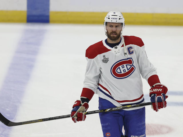 TAMPA, FL - JUNE 28: Montreal Canadiens defenseman Shea Weber (6) skates during warm ups before Game 1 of the 2021 NHL Stanley Cup Final between the Montreal Canadiens and Tampa Bay Lightning on June 28, 2021 at Amalie Arena in Tampa, FL.
