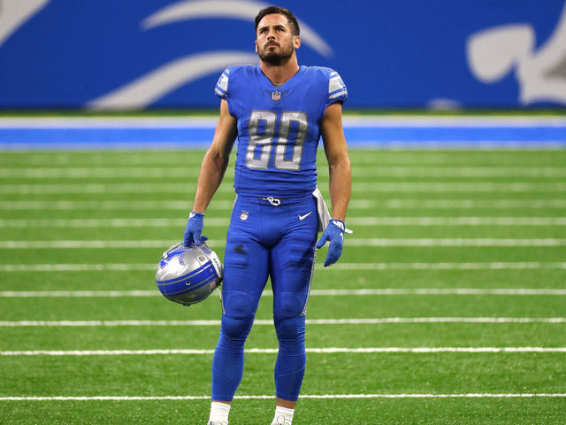 DETROIT, MICHIGAN - DECEMBER 13: Danny Amendola #80 of the Detroit Lions looks on during the second half against the Green Bay Packers at Ford Field on December 13, 2020 in Detroit, Michigan.