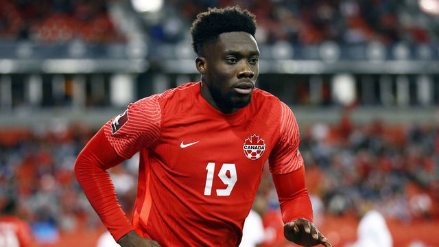TORONTO, ON - SEPTEMBER 02: Alphonso Davies #19 of Canada during a 2022 World Cup Qualifying match against Honduras at BMO Field on September 2, 2021 in Toronto, Ontario, Canada.
