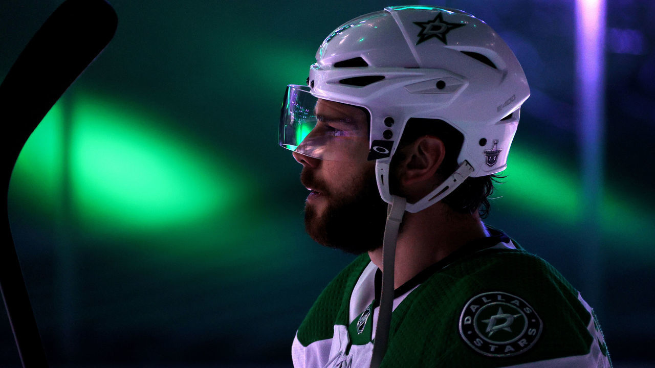 EDMONTON, ALBERTA - SEPTEMBER 14: Tyler Seguin #91 of the Dallas Stars looks on during pre-game ceremonies before Game Five of the Western Conference Final of the 2020 NHL Stanley Cup Playoffs between the Dallas Stars and the Vegas Golden Knights at Rogers Place on September 14, 2020 in Edmonton, Alberta.