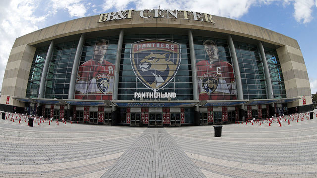 SUNRISE, FL - FEBRUARY 24: The Florida Panthers prepare to host the Dallas Stars at the BB&T Center on February 24, 2021 in Sunrise, Florida.