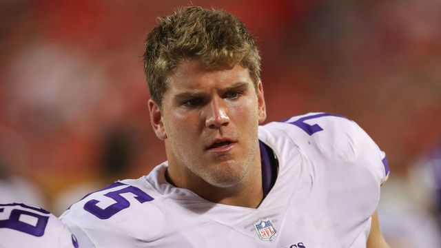 KANSAS CITY, MO - AUGUST 27: Minnesota Vikings offensive tackle Brian O'Neill (75) during an NFL preseason game between the Minnesota Vikings and Kansas City Chiefs on Aug 27, 2021 at GEHA Field at Arrowhead Stadium in Kansas City, MO.