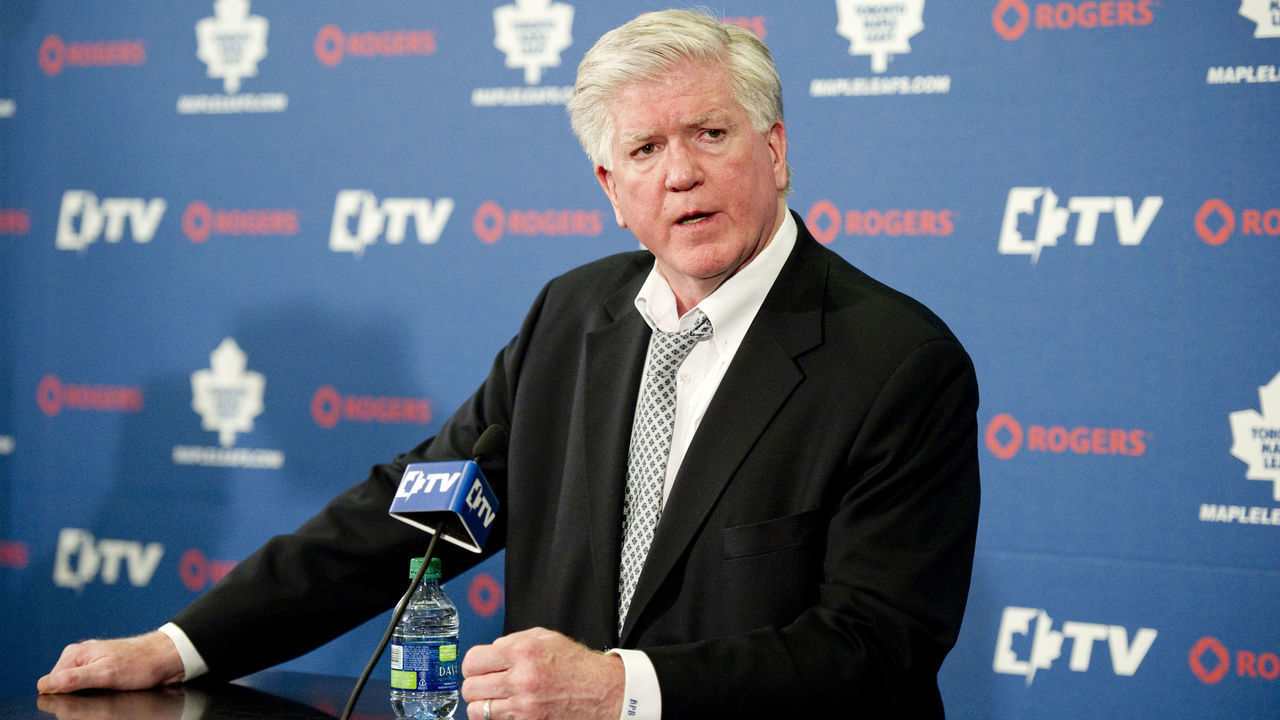 TORONTO, ON - FEBRUARY 27: Toronto Maple Leafs General Manager Brian Burke speaks to the media about the teams move after the NHL Trade deadline. (Carlos Osorio/Toronto Star via Getty Images)