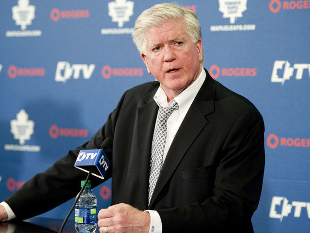 TORONTO, ON - FEBRUARY 27: Toronto Maple Leafs General Manager Brian Burke speaks to the media about the teams move after the NHL Trade deadline. (Carlos Osorio/Toronto Star via Getty Images)
