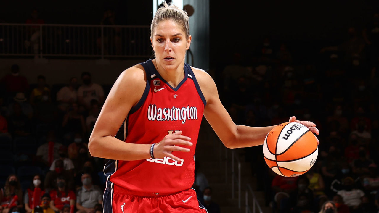 WASHINGTON, DC - AUGUST 22: Elena Delle Donne #11 of the Washington Mystics drives to the basket during the game against the Seattle Storm on August 22, 2021 at the Entertainment & Sports Arena in Washington, DC. Mandatory Copyright Notice: Copyright 2021 NBAE