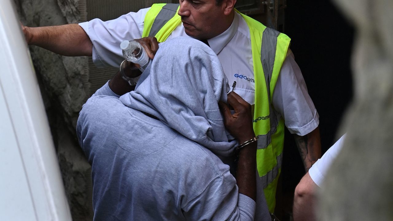 A suspect believed to be Louis Saha Matturie arrives at Chester crown court in Chester, northwest England on September 10, 2021. - Matturie has been charged along with Manchester City defender Benjamin Mendy with sexual assault charges.