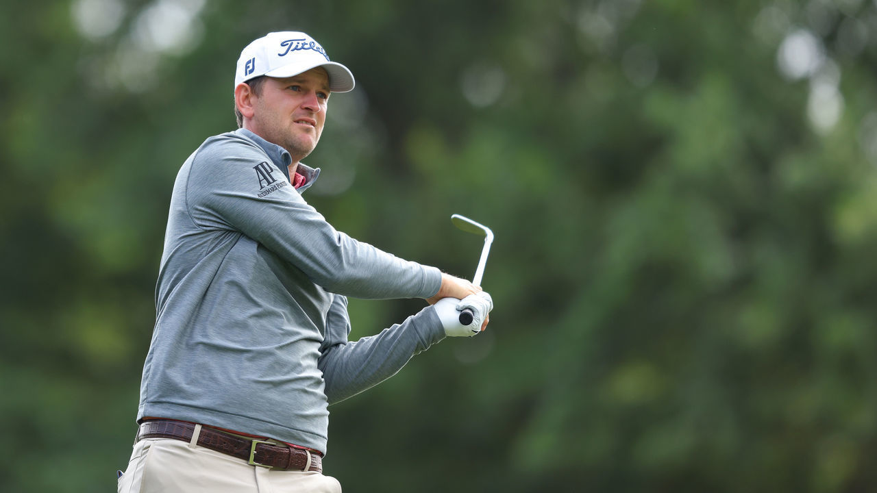 VIRGINIA WATER, ENGLAND - SEPTEMBER 11: Bernd Wiesberger of Austriaon the first hole during Day Three of The BMW PGA Championship at Wentworth Golf Club on September 11, 2021 in Virginia Water, England.
