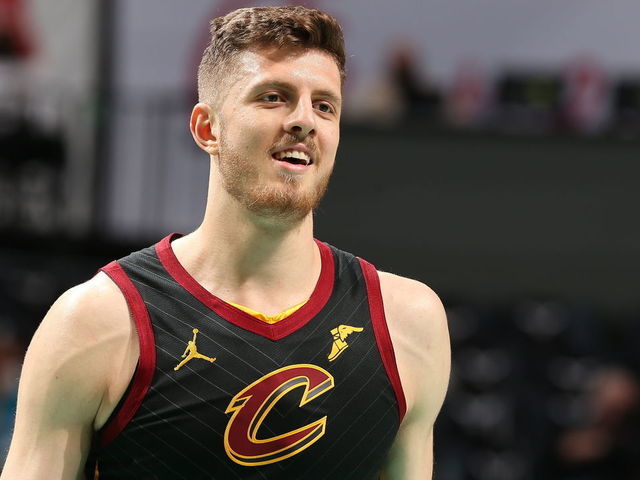CHARLOTTE, NC - APRIL 23: Isaiah Hartenstein #55 of the Cleveland Cavaliers smiles during the game against the Charlotte Hornets on April 23, 2021 at Spectrum Center in Charlotte, North Carolina. Mandatory Copyright Notice: Copyright 2021 NBAE