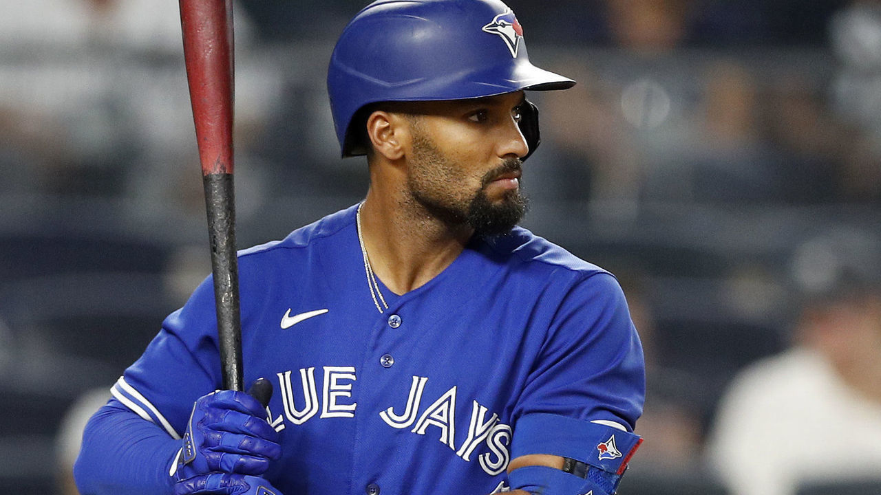 NEW YORK, NEW YORK - SEPTEMBER 09: Marcus Semien #10 of the Toronto Blue Jays in action against the New York Yankees at Yankee Stadium on September 09, 2021 in New York City. The Blue Jays defeated the Yankees 6-4.