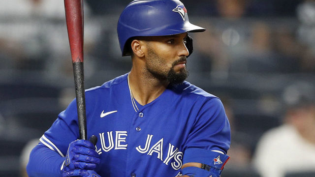 NEW YORK, NEW YORK - SEPTEMBER 09: Marcus Semien #10 of the Toronto Blue Jays in action against the New York Yankees at Yankee Stadium on September 09, 2021 in New York City. The Blue Jays defeated the Yankees 6-4.