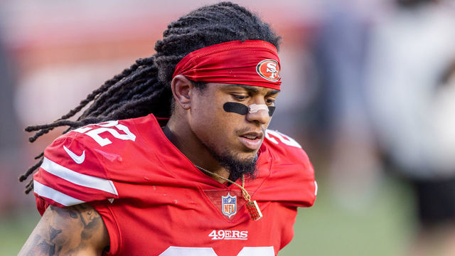 SANTA CLARA, CA - OCTOBER 04: San Francisco 49ers Cornerback Jason Verrett (22) walks off the field during the NFL football game between the Philadelphia Eagles and the San Francisco 49ers on October 4, 2020 at Levis Stadium in Santa Clara, CA.