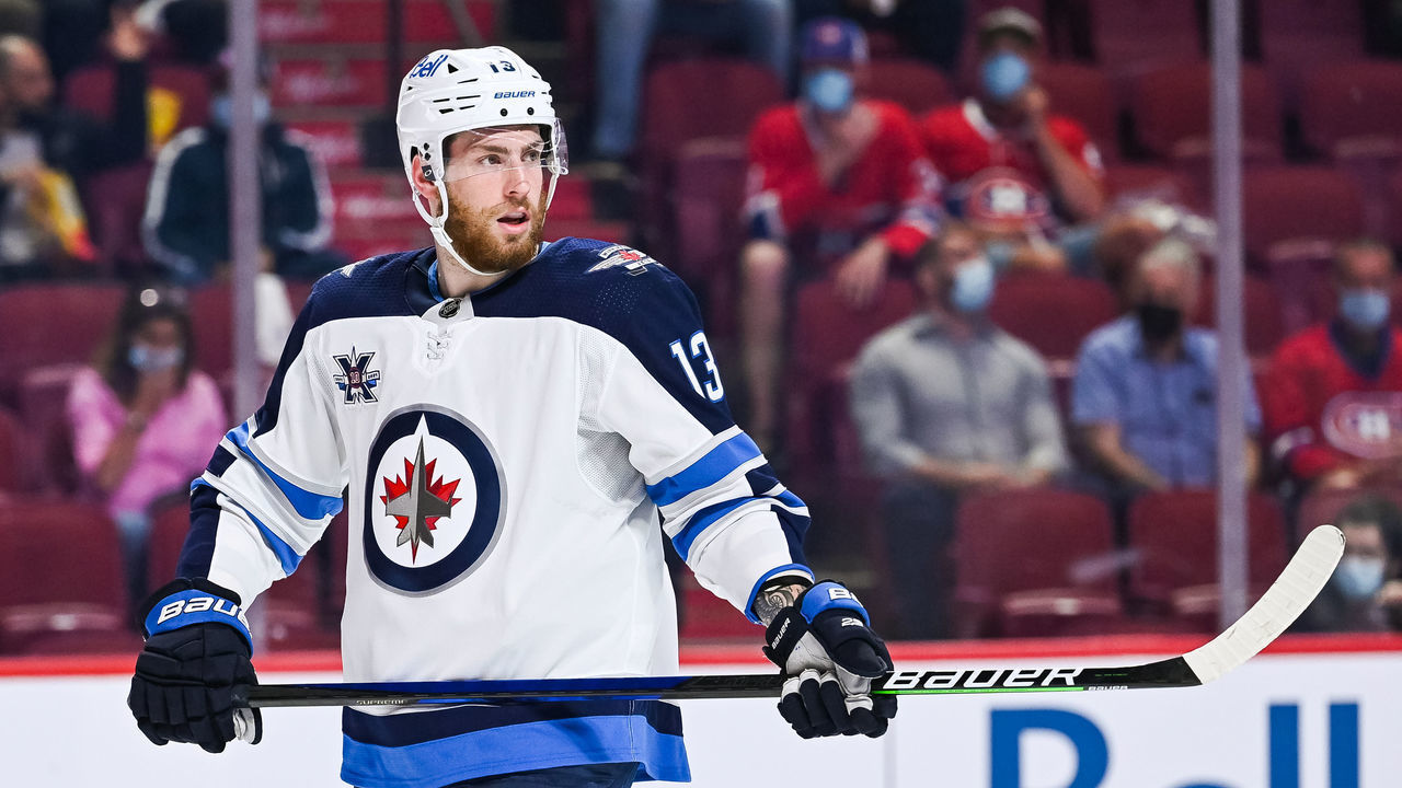 MONTREAL, QC - JUNE 07: Winnipeg Jets left wing Pierre-Luc Dubois (13) looks towards his left during the NHL Stanley Cup Playoffs second round game 4 between the Winnipeg Jets versus the Montreal Canadiens on June 07, 2021, at Bell Centre in Montreal, QC