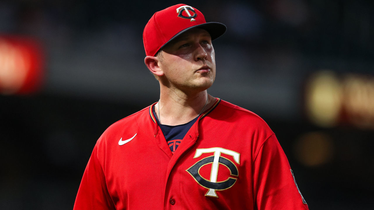 MINNEAPOLIS, MN - JUNE 11: Tyler Duffey #21 of the Minnesota Twins walks to the dugout after being replaced against the Houston Astros in the seventh inning of the game at Target Field on June 11, 2021 in Minneapolis, Minnesota. The Astros defeated the Twins 6-4.