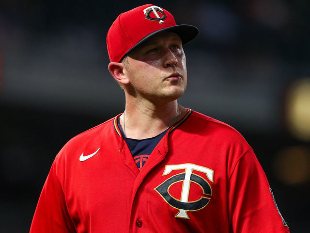 MINNEAPOLIS, MN - JUNE 11: Tyler Duffey #21 of the Minnesota Twins walks to the dugout after being replaced against the Houston Astros in the seventh inning of the game at Target Field on June 11, 2021 in Minneapolis, Minnesota. The Astros defeated the Twins 6-4.