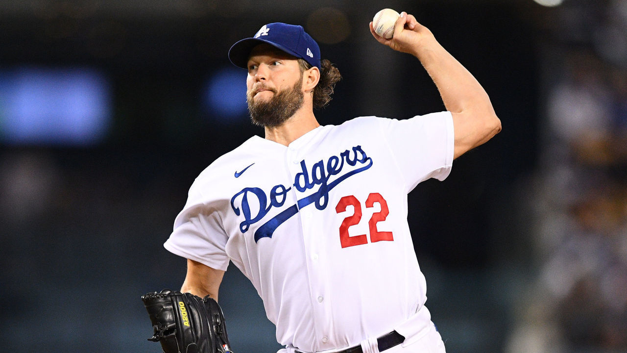 LOS ANGELES, CA - SEPTEMBER 13: Los Angeles Dodgers pitcher Clayton Kershaw (22) throws a pitch during the MLB game between the Arizona Diamondbacks and the Los Angeles Dodgers on September 11, 2021 at Dodger Stadium in Los Angeles, CA.