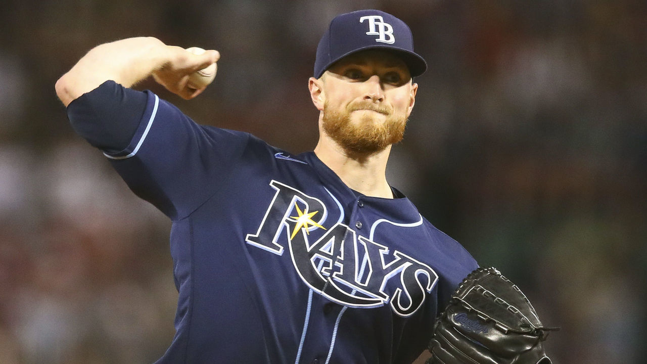 BOSTON, MA - SEPTEMBER 07: Drew Rasmussen #57 of the Tampa Bay Rays pitches in the second inning of a game against the Boston Red Sox at Fenway Park on September 7, 2021 in Boston, Massachusetts.