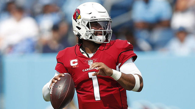 NASHVILLE, TENNESSEE - SEPTEMBER 12: Kyler Murray #1 of the Arizona Cardinals looks to pass during the game against the Tennessee Titans at Nissan Stadium on September 12, 2021 in Nashville, Tennessee.