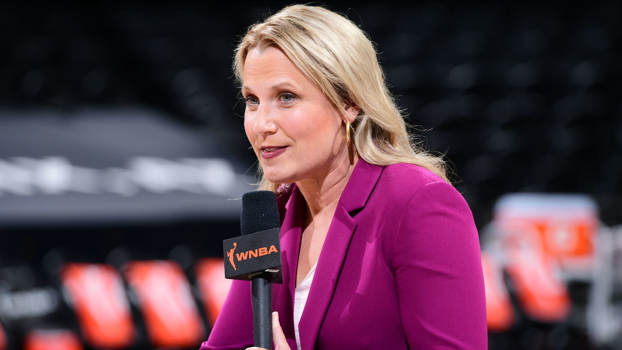 PHOENIX, AZ - AUGUST 12: WNBA analyst Lisa Byington looks on before the Seattle Storm game against the Connecticut Sun during the 2021 Commissioner's Cup Game on August 12, 2021 at Footprint Center in Phoenix, Arizona. Mandatory Copyright Notice: Copyright 2021 NBAE