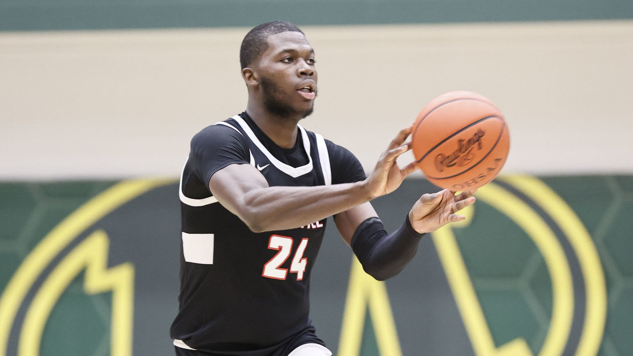 MEDINA, OH - FEBRUARY 06: Chris Livingston #24 of the Buchtel Griffins plays against the Medina Bees at Medina High School on February 06, 2021 in Medina, Ohio. Livingston is presently a top five high school basketball prospect in the class of 2022.
