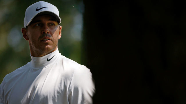 ATLANTA, GEORGIA - SEPTEMBER 04: Brooks Koepka lines up a shot on the seventh hole during the third round of the TOUR Championship at East Lake Golf Club on September 04, 2021 in Atlanta, Georgia.