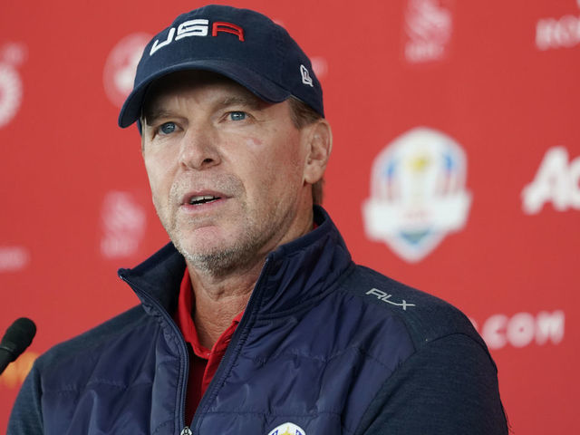 KOHLER, WISCONSIN - SEPTEMBER 08: U.S. Ryder Cup captain Steve Stricker speaks during the 43rd Ryder Cup Captain's Picks Press Conference at Whistling Straits on September 08, 2021 in Kohler, Wisconsin. Stricker announced Tony Finau, Xander Schauffele, Jordan Spieth, Harris English, Daniel Berger and Scottie Scheffler as his captain's picks.
