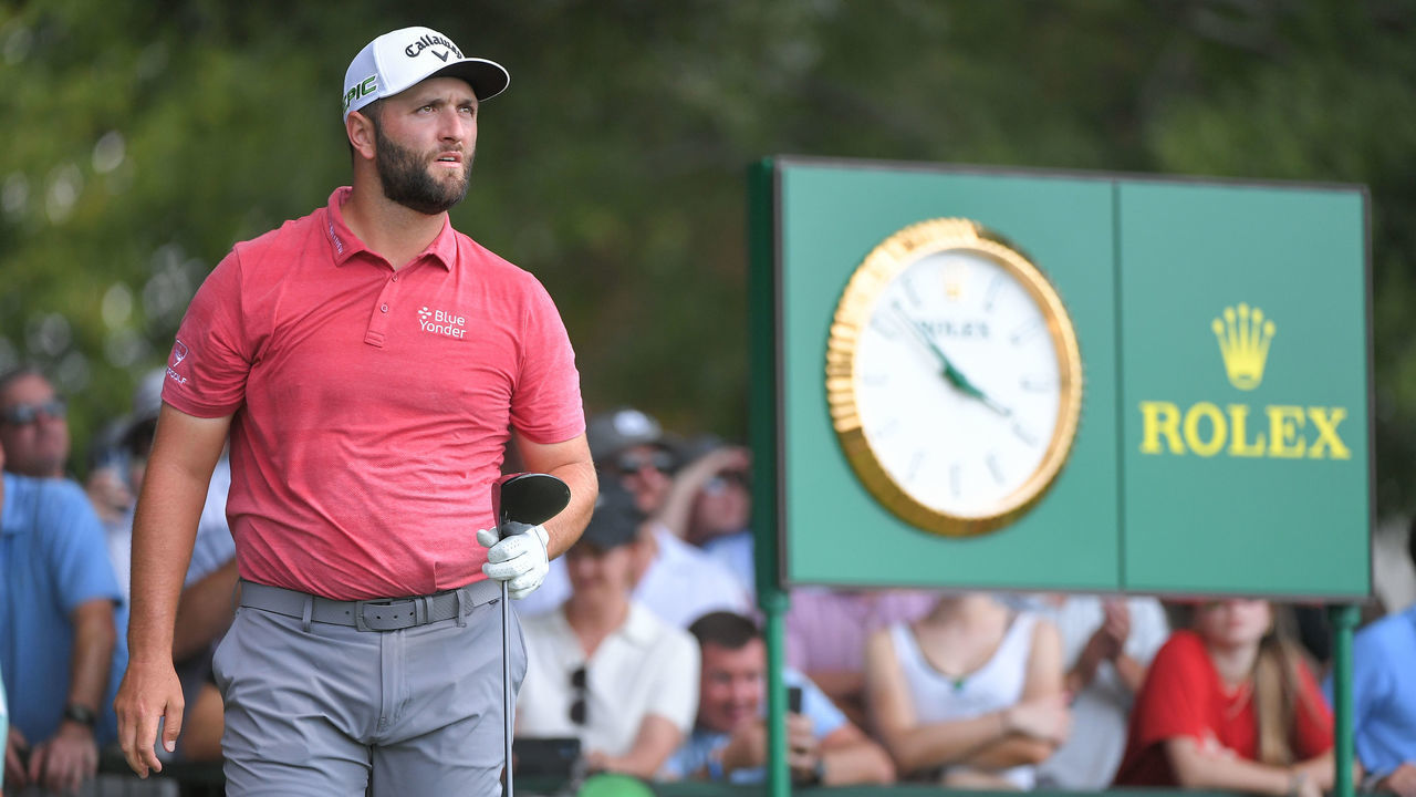 ATLANTA, GA - SEPTEMBER 05: Jon Rahm of Spain stands on the 10th tee box during the final round of the TOUR Championship at Eastlake Golf Club on September 5, 2021 in Atlanta, Georgia.