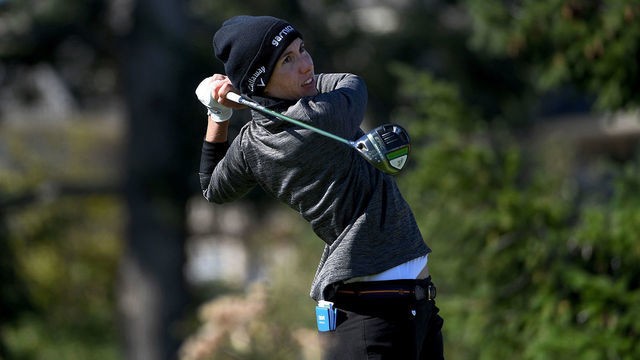 PORTLAND, OREGON - SEPTEMBER 16: Carlota Ciganda of Spain hits her tee shot on the second hole during Round One of the Cambia Portland Classic at the Oregon Golf Club on September 16, 2021 in Portland, Oregon.
