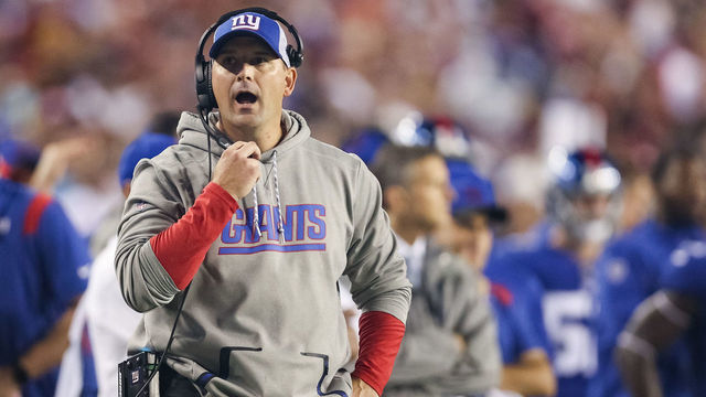 LANDOVER, MARYLAND - SEPTEMBER 16: Head coach Joe Judge of the New York Giants reacts during the second quarter at FedExField on September 16, 2021 in Landover, Maryland.