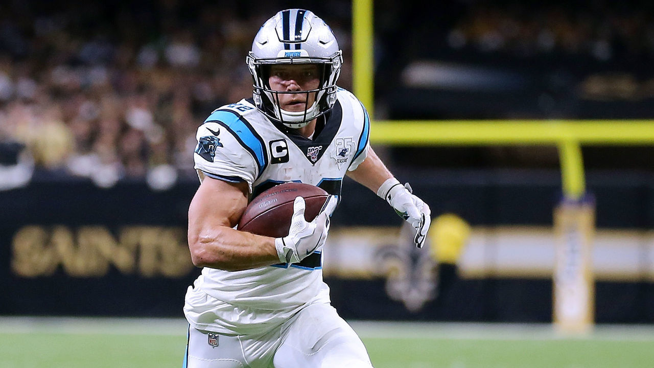 NEW ORLEANS, LOUISIANA - NOVEMBER 24: Christian McCaffrey #22 of the Carolina Panthers runs with the ball during a game against the New Orleans Saints at the Mercedes Benz Superdome on November 24, 2019 in New Orleans, Louisiana.