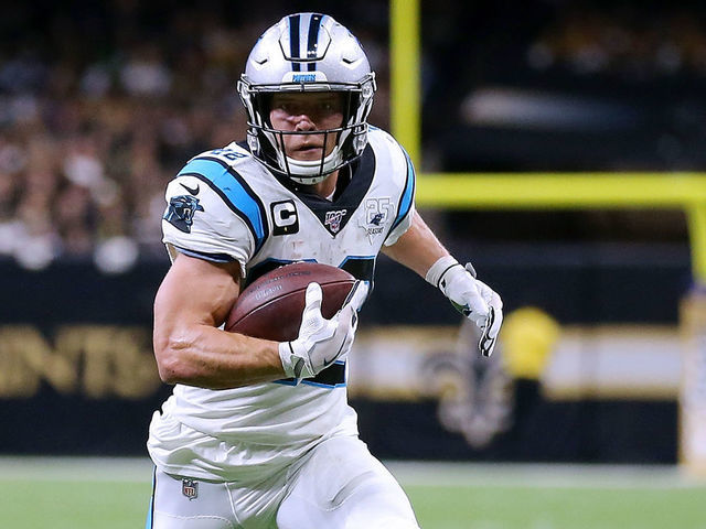NEW ORLEANS, LOUISIANA - NOVEMBER 24: Christian McCaffrey #22 of the Carolina Panthers runs with the ball during a game against the New Orleans Saints at the Mercedes Benz Superdome on November 24, 2019 in New Orleans, Louisiana.