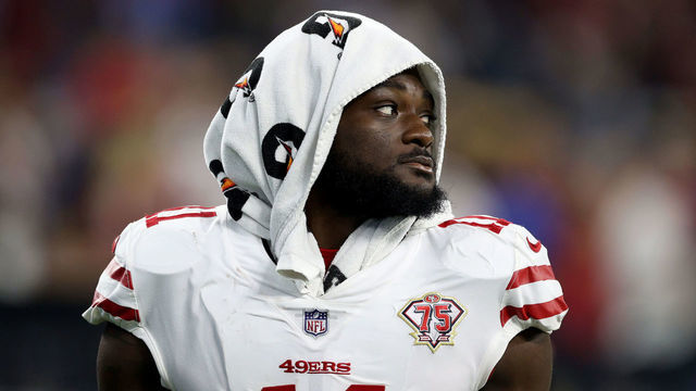 INGLEWOOD, CALIFORNIA - AUGUST 22: Brandon Aiyuk #11 of the San Francisco 49ers looks back as he leaves the field in a 15-10 win during a preseason game between the Los Angeles Chargers and the San Francisco 49ers at SoFi Stadium on August 22, 2021 in Inglewood, California.