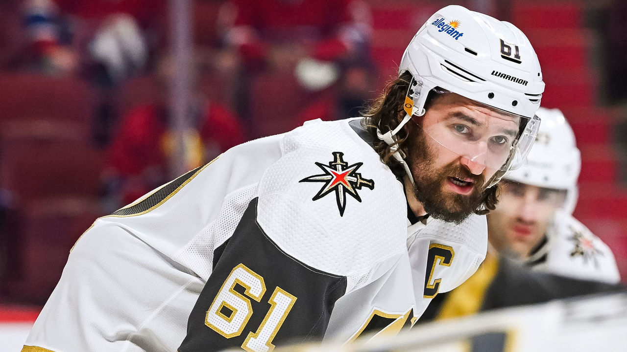 MONTREAL, QC - JUNE 20: Las Vegas Golden Knights right wing Mark Stone (61) waits for a face-off during the NHL Stanley Cup Playoffs Semifinals game 4 between the Las Vegas Golden Knights versus the Montreal Canadiens on June 20, 2021, at Bell Centre in Montreal, QC