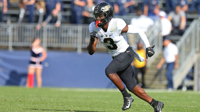 EAST HARTFORD, CT - SEPTEMBER 11: Purdue Boilermakers wide receiver David Bell (3) in action during the college football game between Purdue Boilermakers and UConn Huskies on September 11, 2021, at Rentschler Field in East Hartford, CT.