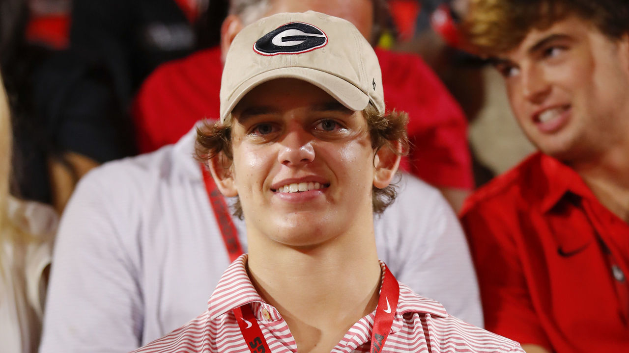 ATHENS, GA - SEPTEMBER 18: Arch Manning attends a game between the South Carolina Gamecocks and the Georgia Bulldogs at Sanford Stadium on September 18, 2021 in Athens, Georgia.