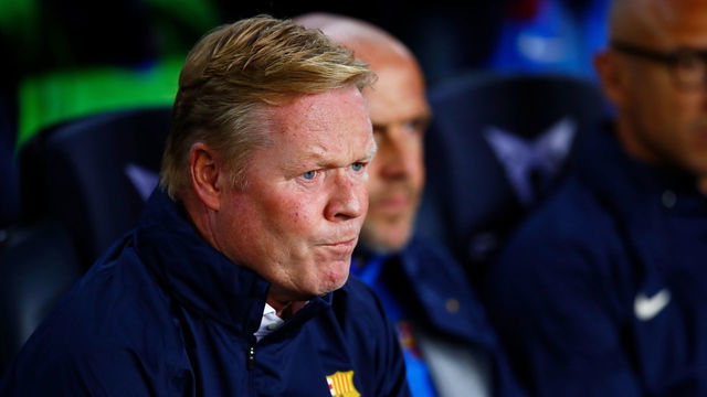 BARCELONA, SPAIN - SEPTEMBER 20: Ronald Koeman, head coach of FC Barcelona looks on during the La Liga Santander match between FC Barcelona and Granada CF at Camp Nou on September 20, 2021 in Barcelona, Spain.
