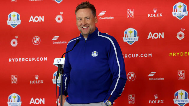 KOHLER, WISCONSIN - SEPTEMBER 22: Ian Poulter of England and team Europe speaks to the media prior to the 43rd Ryder Cup at Whistling Straits on September 22, 2021 in Kohler, Wisconsin.