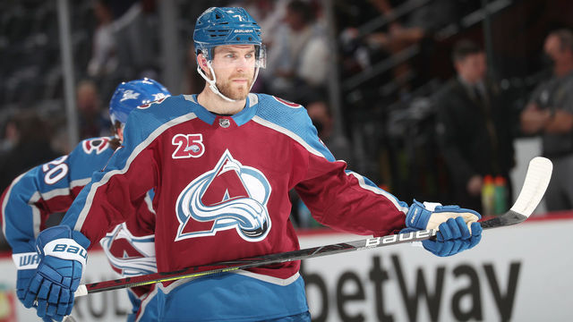 DENVER, COLORADO - JUNE 02: Devon Toews #7 of the Colorado Avalanche skates prior to the game against the Vegas Golden Knights in Game Two of the Second Round of the 2021 Stanley Cup Playoffs at Ball Arena on June 02, 2021 in Denver, Colorado.