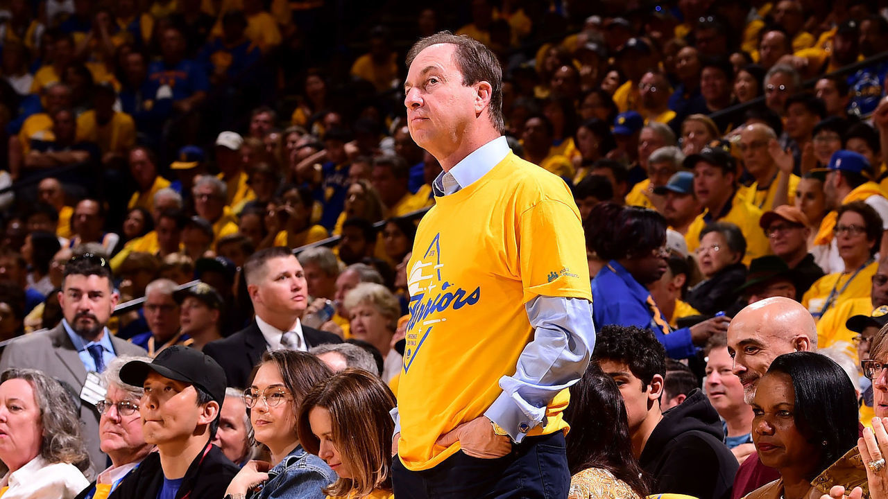 OAKLAND, CA - APRIL 28: Golden State Warriors Owner is seen at the game between the Houston Rockets and the Golden State Warriors during Game One of the Western Conference Semifinals of the 2019 NBA Playoffs on April 28, 2019 at ORACLE Arena in Oakland, California. Mandatory Copyright Notice: Copyright 2019 NBAE