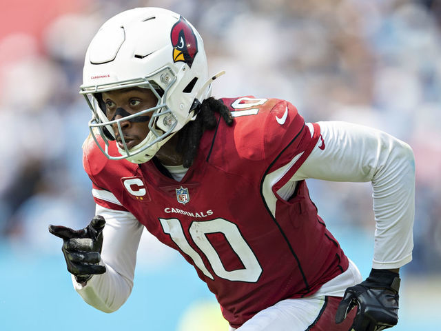 NASHVILLE, TENNESSEE - SEPTEMBER 12: DeAndre Hopkins #10 of the Arizona Cardinals runs his route during the game agains the Tennessee Titans at Nissan Stadium on September 12, 2021 in Nashville, Tennessee. The Cardinals defeated the Titans 38-13.