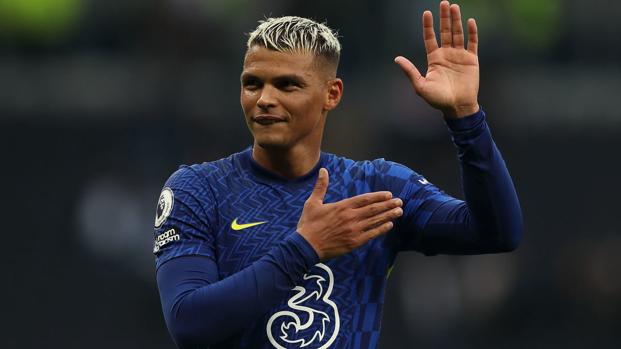 LONDON, ENGLAND - SEPTEMBER 19: Thiago Silva of Chelsea at full time of the Premier League match between Tottenham Hotspur and Chelsea at Tottenham Hotspur Stadium on September 19, 2021 in London, England.