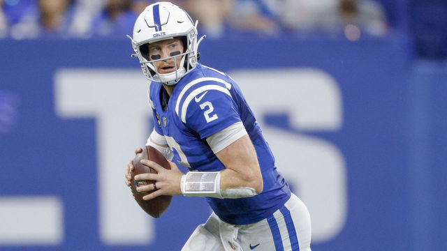 INDIANAPOLIS, IN - SEPTEMBER 19: Carson Wentz #2 of the Indianapolis Colts runs the ball during the game against the Los Angeles Rams at Lucas Oil Stadium on September 19, 2021 in Indianapolis, Indiana.