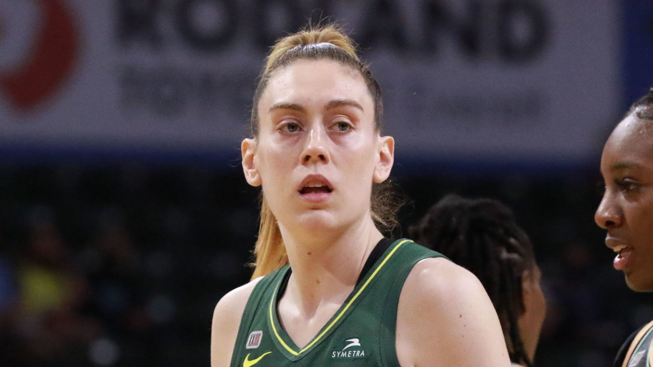 EVERETT, WA - SEPTEMBER 2: Breanna Stewart #30 of the Seattle Storm looks on during the game against the New York Liberty on September 2, 2021 at the Angel of the Winds Arena, in Everett, Washington. Mandatory Copyright Notice: Copyright 2019 NBAE