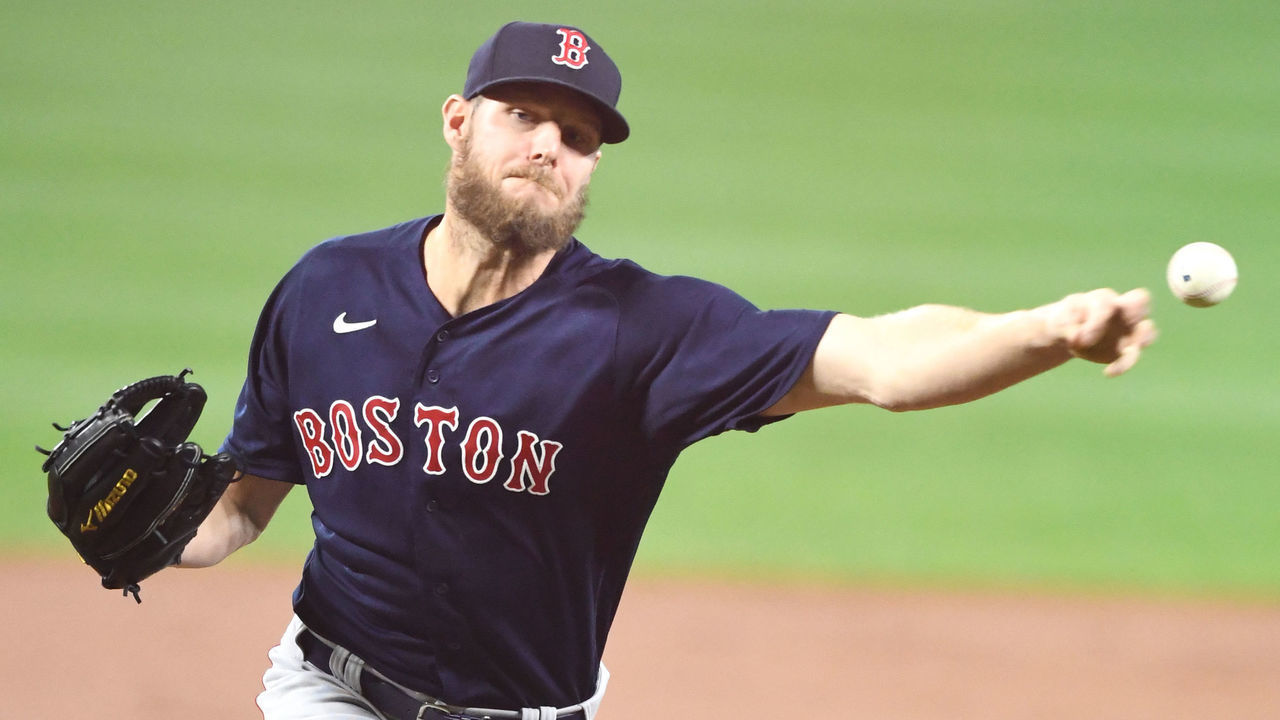 BALTIMORE, MD - SEPTEMBER 28: Chris Sale #41 of the Boston Red Sox pitches in second inning against the Baltimore Orioles at Oriole Park at Camden Yards on September 28, 2021 in Baltimore, Maryland.