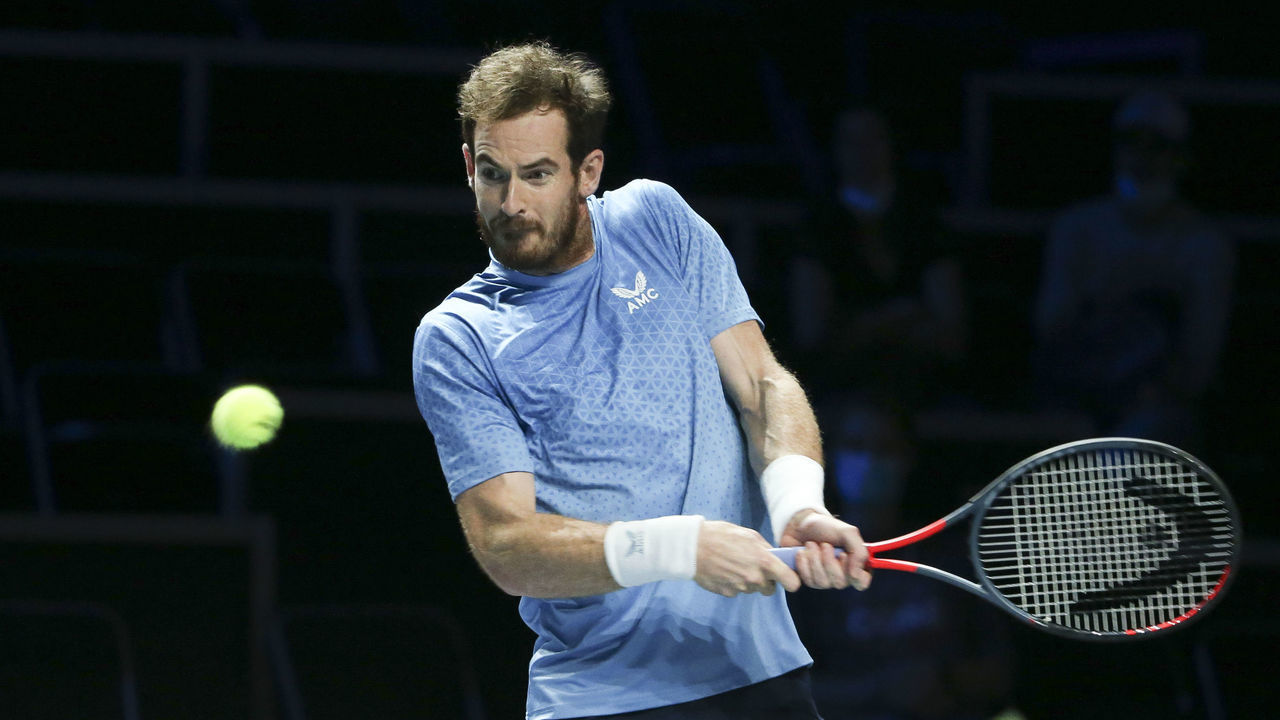 METZ, FRANCE - SEPTEMBER 22: Andy Murray of Great Britain during his second round victory at the Moselle Open 2021, an ATP 250 Series tennis tournament held at the Arenes de Metz on September 22, 2021 in Metz, France.