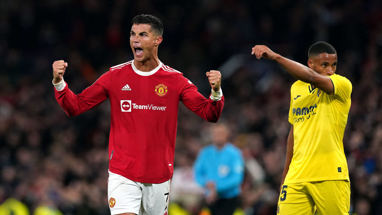 Manchester United's Cristiano Ronaldo celebrates after the final whistle of the UEFA Champions League, Group F match at Old Trafford, Manchester. Picture date: Wednesday September 29, 2021.