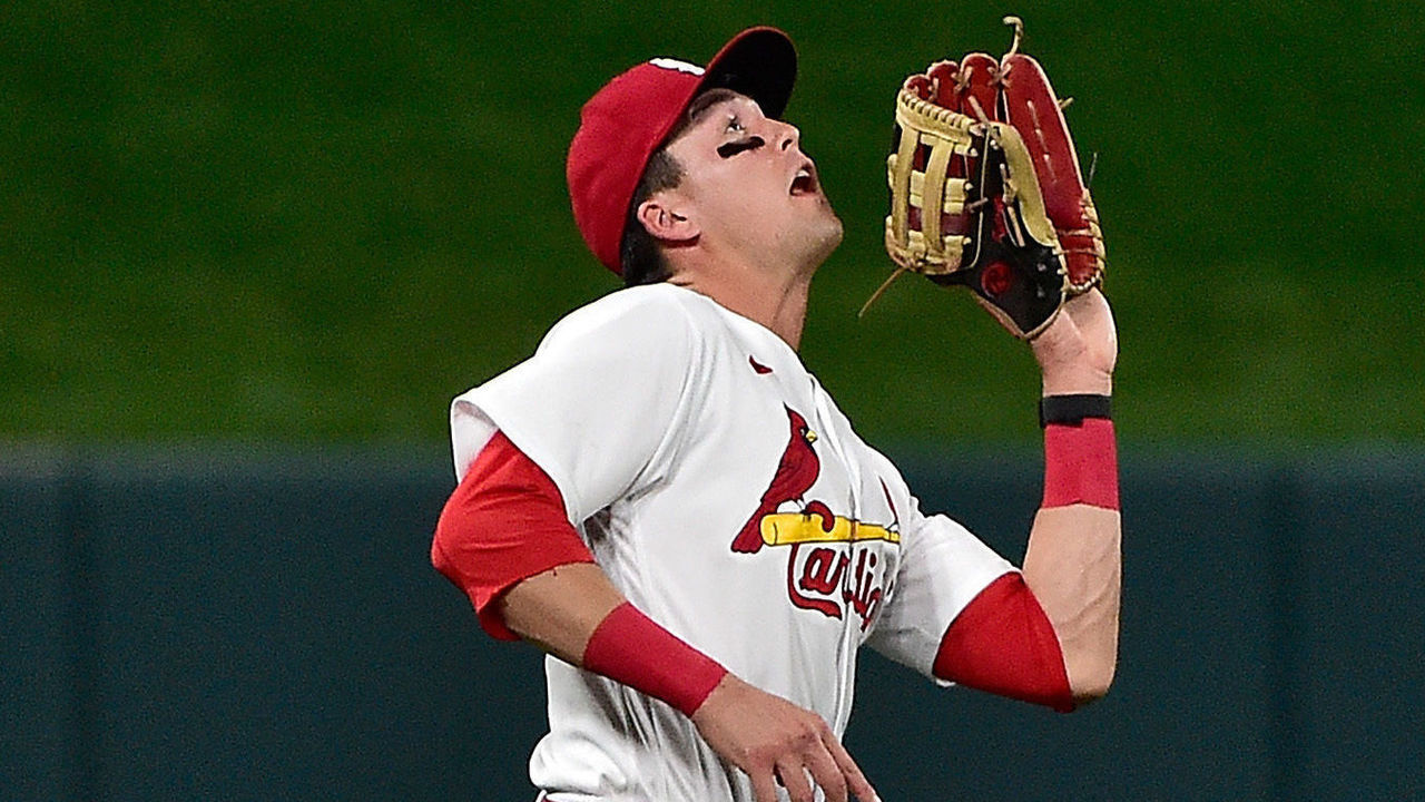 Dylan Carlson of the St. Louis Cardinals yells after striking out News  Photo - Getty Images